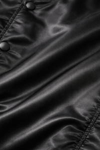 Chaqueta Bomber Negra de Satén 100% Poliéster Personalizada al por Mayor con Botones a Presión, Ligera, Informal, de Moda Urbana - Product Image 6