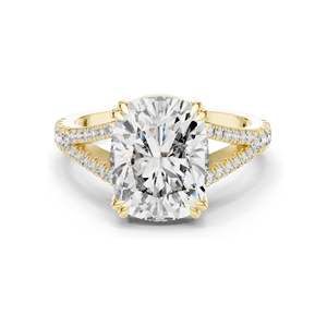 Anillo de compromiso de 5.32 CT con diamante de laboratorio de corte cojín y tallo dividido para mujer, claridad VVS-VS EF, oro de 18K, 14K, 10K y plata 925 - Product Image 3
