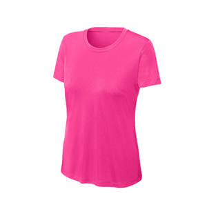 Camiseta de entrenamiento de gimnasia con cuello redondo de poliéster versátil y duradera para mujer, camiseta de Color sólido liso personalizada de secado rápido para mujer - Product Image 1
