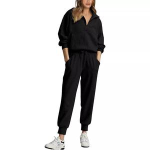 Conjunto de salón transpirable sólido de invierno para mujer, Tops y pantalones de manga larga, chándales, elegante, informal, cómodo, uso diario, - Product Image 4