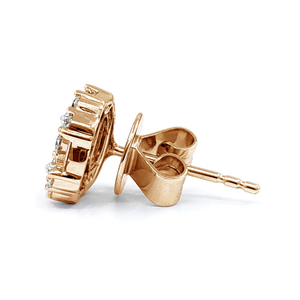 Boucles d'oreilles simples en or rose massif 18 carats de haute qualité, diamants véritables taille brillant, cadeau mignon pour fiançailles et mariage, bijoux fins - Product Image 2