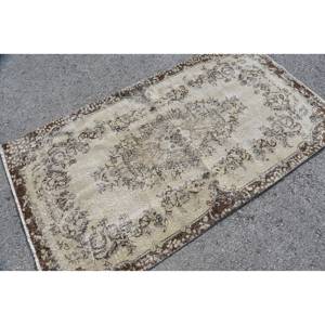 Tapis turc vintage de grande surface classique 37x67 pieds Beige marron Patchwork Design laine matériau Latex pour les adolescents Rectangle couloir - Product Image 2