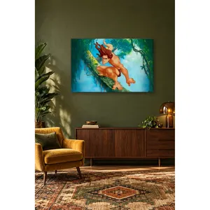 Fida Tarzan glissant sur un tronc d'arbre, impression sur toile - Product Image 3