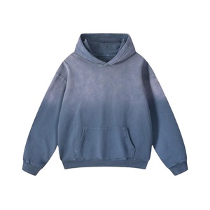 Venta al por mayor Premium 420G de alta calidad lavado Retro ropa de hombre Sudadera con capucha holgada sudaderas con capucha de color sólido - Product Image 2