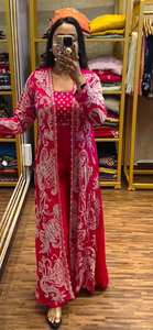 Unity Luxure Premium <b>Navy</b> Blue Embroidered Jacket Style Kurta Set Luxury Rayon Georgette Ethnic Wear for <b>Women</b> - Product Image 3