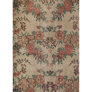 Alfombra de Lana Anudada a Mano Vintage Pae-2354 de Gran Tamaño, Diseño Floral Rojo y Naranja para Sala de Estar, Pasillo, Rectangular, para Adolescentes - Product Image 3