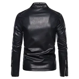Chaqueta de Cuero para Hombre, Diseño Moderno 2024, Corte Ajustado, Invierno, con Cierre, Tallas Grandes, Transpirable e Impermeable - Product Image 3