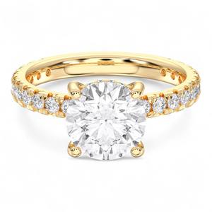 Bague de fiançailles en or massif 2.50 carat E-F/VSS-VS Moissanite coupe ronde pour femme ensemble de broches en diamant - Product Image 3