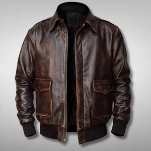 Veste en cuir pour homme en cuir d'agneau A-2 Flight Bomber Jacket Plus Size Custom Logo Jackets 2025 - Product Image 4