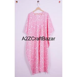 Vestido Kaftan de Algodón con Estampado Floral Indio al por Mayor para Mujer, Cubierta Corta para la Playa, Dobladillo con Borlas, Corte Moderno para Verano y Otoño - Product Image 6