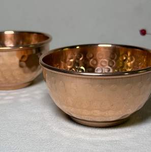 ชามทองแดงขัดมันอย่างดีสำหรับขนมที่เสิร์ฟไอศกรีมดีไซน์แบบใช้ค้อนทุบสำหรับอินเดียในอัตราขายส่ง - Product Image 5