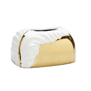 Boîte à mouchoirs blanche avec un superbe design doré Designer fantaisie de luxe Service de décoration unique élégant pour hôtel et fête Boîte à mouchoirs - Product Image 3