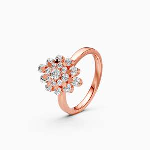 Anillo de compromiso floral llamativo con diamantes cultivados en laboratorio, con un diamante redondo de 0.83 quilates en oro amarillo, blanco y rosa de 9 quilates. - Product Image 3