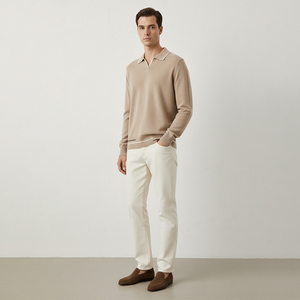 Custom Soft Wool Cashmere <strong>Jumper</strong> <strong>Men's</strong> Sweater <strong>Polo</strong> <strong>Neck</strong> Split V Detail Long-Sleeve Luxury <strong>Men</strong> Knit Sweater - Product Image 5