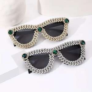 Lunettes de soleil unisexes légères en moissanite, style hip-hop, monture sans bordure personnalisée avec clous, protection UV400, fabrication à Shenzhen - Product Image 2