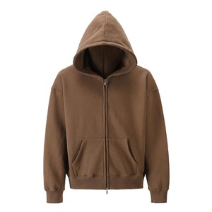 Sudaderas con capucha de calle informales ajustadas de algodón 100% para hombre, suéter con capucha personalizado con cremallera completa para invierno, tela de lana de talla - Product Image 6