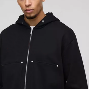 เสื้อฮู้ดดี้แบบสวม Unisex ไซส์ใหญ่พิเศษ ผ้าฝ้าย 100% ทรงปกติ พร้อมโลโก้ปัก ดีไซน์ทันสมัยสำหรับผู้ชาย ใส่ได้ในฤดูใบไม้ร่วง - Product Image 4