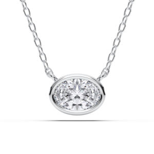Pendentif solitaire en or massif 10K, 14K, 18K pour elle, Moissanite ovale de taille de diamant de 3.00 carats, E-F/VVS-VS, moderne et minimaliste - Product Image 2