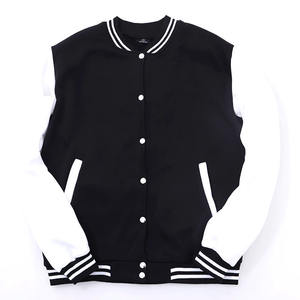 Hot Sale Men Varsity Bomber <b>Jacket</b> Winter Canvas Stand Collar Front Logo High Street Style Eco-Friendly Breathable <b>Patchwork</b> - Product Image 1