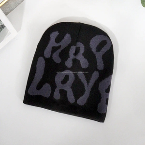 Factory Wholesale Y2K Jacquard Knit Beanie Hats Custom Logo Design for Women Men Unisex Winter <b>Accessories</b> for <b>Beach</b> Travel - Product Image 3