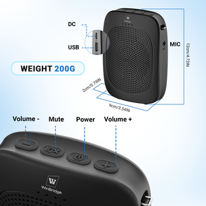 WINBRIDGE C007 Mini amplificador <span class=keywords><strong>de</strong></span> <span class=keywords><strong>voz</strong></span> inalámbrico <span class=keywords><strong>de</strong></span> plástico con micrófono <span class=keywords><strong>de</strong></span> auriculares - Product Image 3