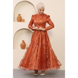 Robe de soirée décontractée ElbiseStone coupe trapèze avec taille naturelle - Product Image 4