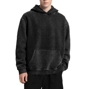 Streetwear décontracté d'hiver pour hommes sweats à capuche de gymnastique lavés à l'acide ensemble de pulls avec logo personnalisé broderie numérique imperméable 100% coton polaire - Product Image 5