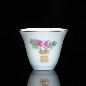 Juego de tazas de té de cerámica de porcelana blanca de estilo chino al por mayor, juego de tazas de té de cerámica hechas a mano