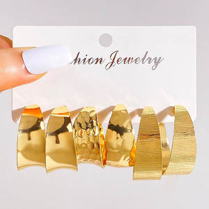 ชุดต่างหูห่วงใหญ่สีทองสไตล์พังก์ใหม่ VKME ดีไซน์เรขาคณิต ทำจากโลหะผสมสังกะสี สำหรับผู้หญิงใส่ไปงานปาร์ตี้ - Product Image 2