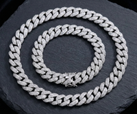 Collier chaîne cubaine tendance hip-hop pour hommes, en argent sterling 925, personnalisé, diamant moissanite rond VVS, chaîne à maillons