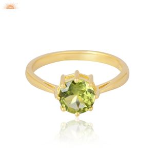 Peidot Gemstone Jewelry 14K Oro sólido Hecho a mano Hermoso anillo de bodas Joyería personalizada única para ella - Product Image 2