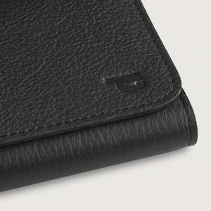 Taylor Handmade Bifold Continental <b>Wallet</b> Black Leather Vintage Style Zipper Closure RFID <b>Long</b> Short Options PU Polyester - Product Image 6