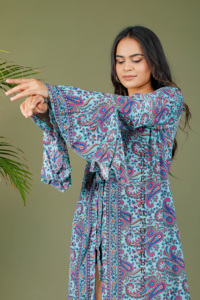 2023 nouvelle collection d'été en soie Kimono court tenue décontracté kimono à volants pleine longueur - Product Image 4