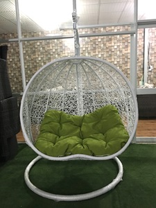 PRSW-001 V2 Luxury Outdoor Poly Rattan <b>Hanging</b> <b>Swing</b> <b>Chair</b> with Steel Frame and Cushion - Product Image 2