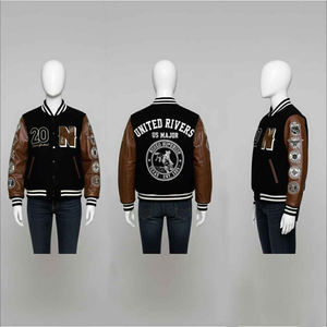 Blouson bombardier Letterman personnalisé de qualité supérieure pour l'école de baseball et l'université veste à manches en cuir véritable gris et noir unisexe - Product Image 6