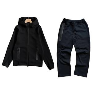 Conjunto Deportivo Unisex de Felpa Técnica con Capucha, Estilo Urbano, Color Sólido, 100% Algodón, Transpirable, para Gimnasio, Entrenamiento, Invierno, 2 en 1 - Product Image 2