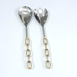 Juego de Cubiertos para Servir Ensaladas con Mango Decorativo de Latón Dorado, Pulido a Mano, Diseño de Martillado Grande, Juego de Cubiertos para Servir en la Cocina - Product Image 2