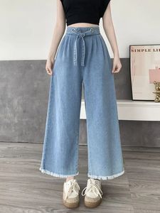 Pantalones y pantalones de mujer de alta calidad Piernas anchas Palazzo Blue Denim Slim Fit Vintage Casual Moda Ventas completas - Product Image 4
