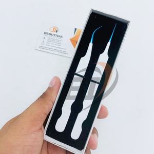 แหนบต่อขนตาสแตนเลสสำหรับมืออาชีพที่ต่อขนตาสีขาวสีน้ำเงินออกแบบอย่างยั่งยืน - Product Image 3