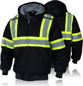 Hi Vis Winter Safety <b>Jacket</b> Stand <b>Reflective</b> Polyester Fleece Customizable Front Logo High Visibility Sweater Anti-Bacterial - Product Image 3