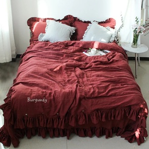 Funda de edredón con volantes de lino Shabby Chic, todos los tamaños, suntuosamente suave con volantes largos de sirena para uso en el hogar, Hotel, boda, Hospital - Product Image 4