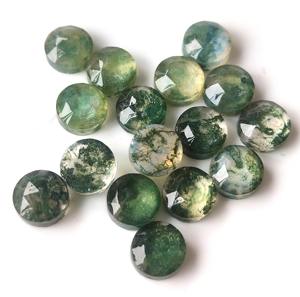 Doble de ágata de musgo natural, 4mm-8mm, corte redondo de rosa, Parte posterior plana, ágata de musgo suelta, piedras preciosas hechas a mano de alta calidad para la fabricación de joyas - Product Image 1
