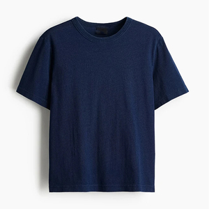 Haute qualité 250gsm 100% coton logo personnalisé tricoté col rond surdimensionné imprimé t-shirt vierge pour hommes - Product Image 4