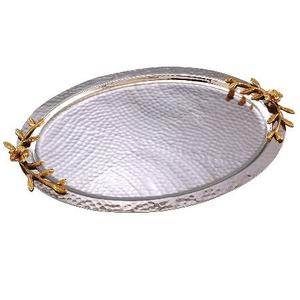 Plateau de service rectangulaire en métal avec poignée dorée pour la maison et le restaurant plateau de service de nourriture de la meilleure qualité à vendre - Product Image 2