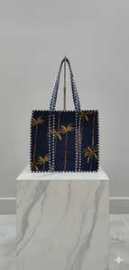 Bolso Tote Azul Vintage Bohemio para Dama, con Estampado Floral, Forro de Lona de Algodón, Ligero, para Viajes de Verano e Invierno - Product Image 2