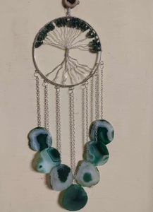 High Quality Polished Natural Stone Crystals Green Onyx Crystal <b>Tree</b> Life Hanger Love Mascot Hanging <b>Decoration</b> for Wholesale - Product Image 2