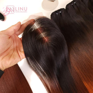 Precio al por mayor de cabello virgen vietnamita liso SDD DD para paquetes de colores degradados con cierre de alta calidad de Geniu - Product Image 5