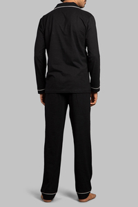 100% soie Satin vêtements de nuit robe de nuit hommes boutons chemises salon pantalon nuit pyjamas col rabattu soie nuit costume hommes - Product Image 2