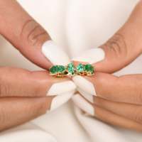 Pierre précieuse émeraude naturelle multi-formes et exclusive, fabriquée à la main en or 14k massif, bague d'éternité, bijoux en gros OEM
