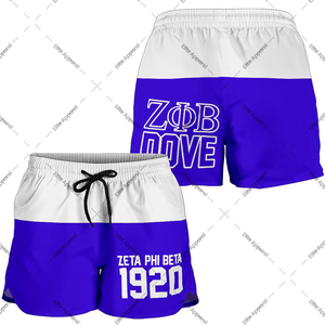 Zeta Phi Beta 1920 Short de plage sororité personnalisé avec poches cordon de serrage vêtements de bain d'entraînement modèle chaud de ZPB Apparel - Product Image 1